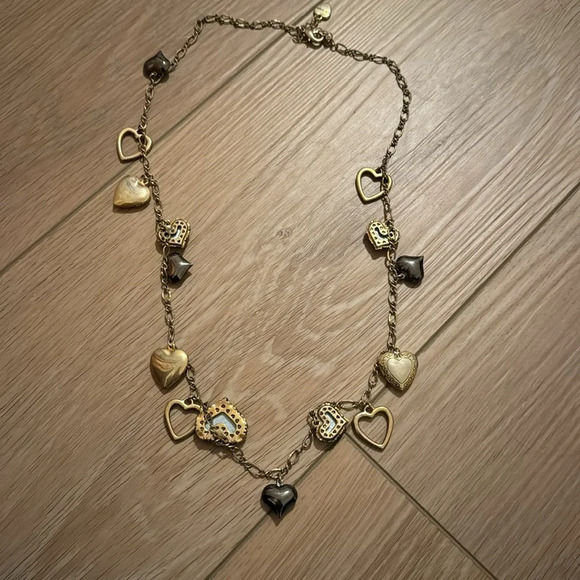 BETSEY JOHNSON SNAKESKIN HEARTS AND LOCKET NECKLACE - Picture 2 of 4